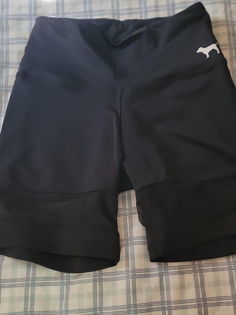 Black High-Rise Athletic Bike Shorts With Mesh Detail On Leg